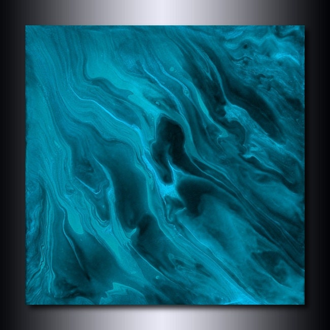 12 x 12 Print - Turqoise Blue Green Abstract Giclee Print
