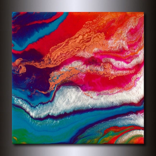 12 x12 Abstract  Print: Contemporary  Pink Orange Blue Purple