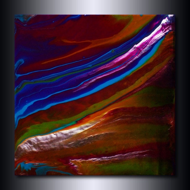 Abstract  Acrylic 6" x 6" Painting: Ultramarine Blue Cobalt Blue Magenta