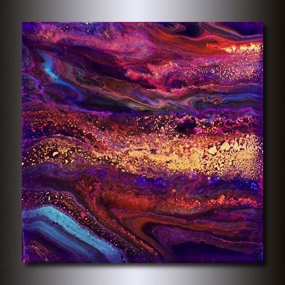 Abstract Art Print: 12 x 12 Contemporary Modern Blue Purple Magenta