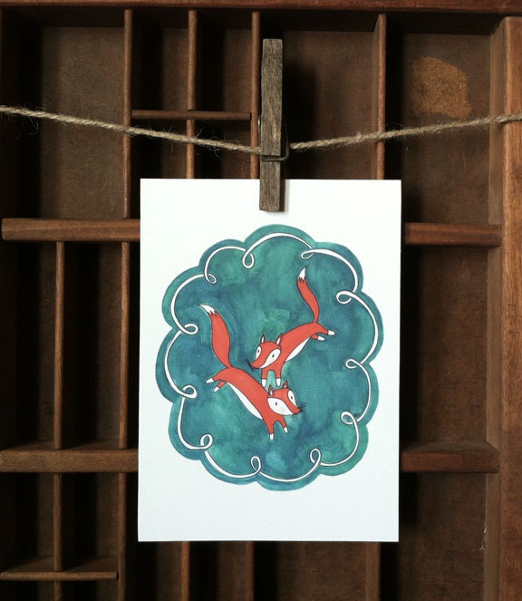 Fleeting Foxes - 5x7 print