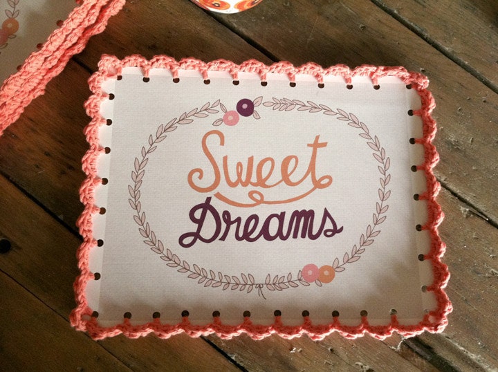 Sweet Dreams Coral Crocheted Print - 9 x 11 1/2