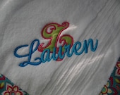 Personalized Towel Wraps with Decorative Ribbon and Applique Initial