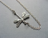Dainty Silver Dragonfly Necklace