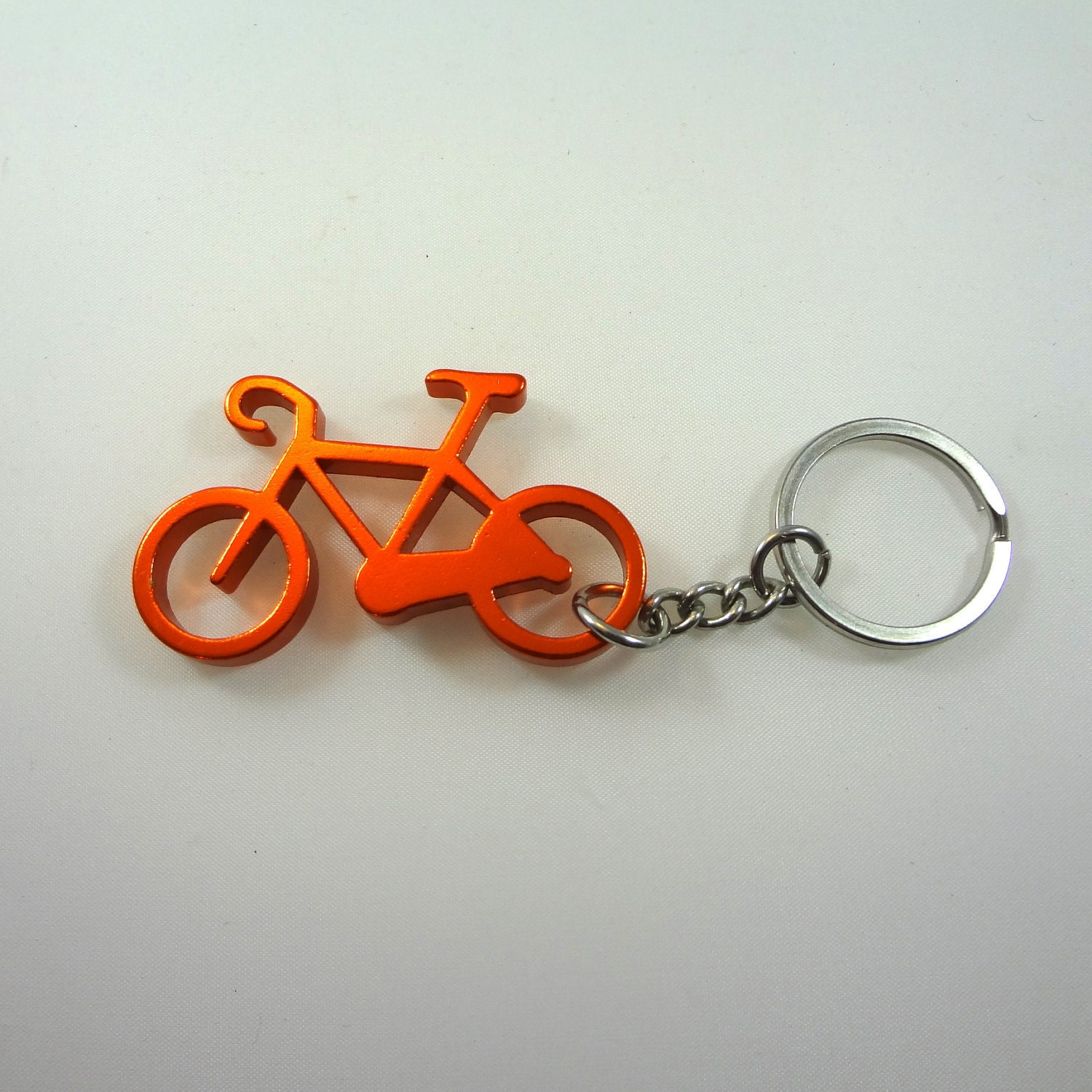 Vintage Bicycle Key Chain Neon Orange by RighteousRecycling