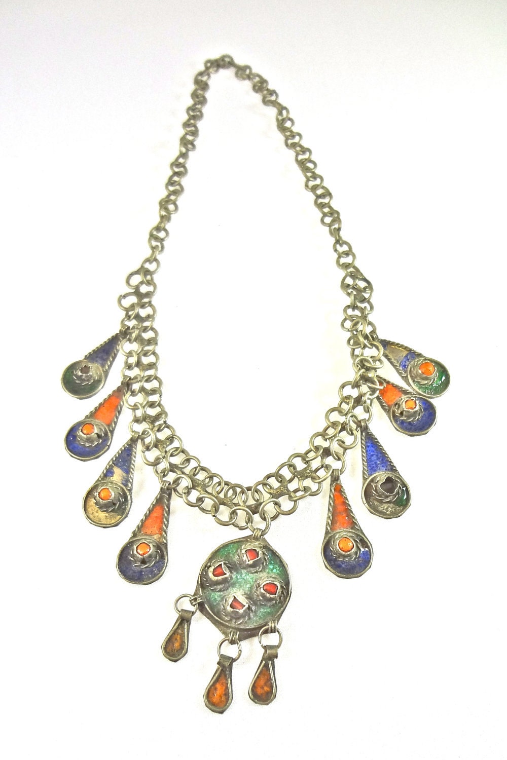 Antique Tribal Moroccan Renaissance Necklace RARE Silver Bib Necklace