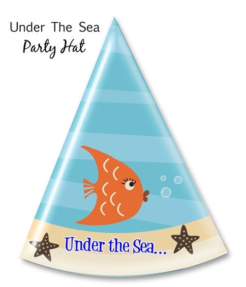 Under The Sea Party  - Birthday Party Hat - DIY Party Printables - INSTANT DOWNLOAD and Print