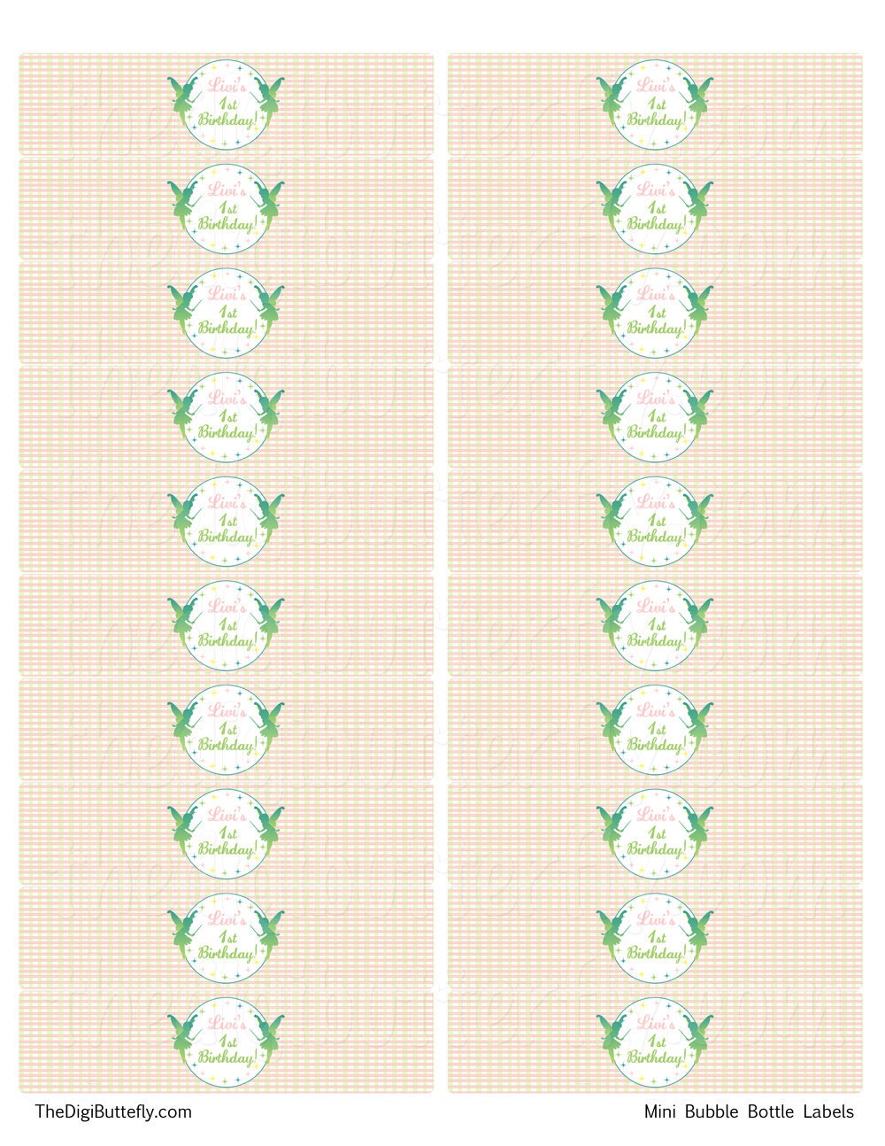 Pixie Dust Fairy Party - Personalized Mini Bubble Bottle Labels - DIY Party Printables - Digital Download and Print