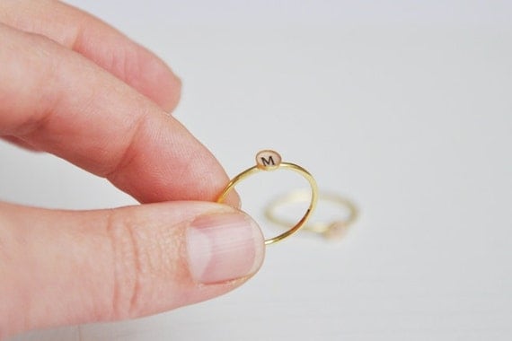 Letter initial ring uppercase 18k goldplated