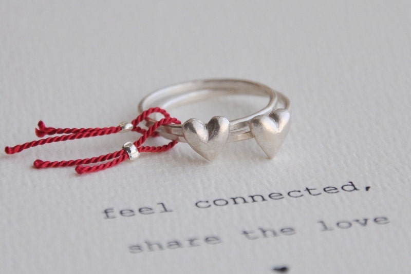 heart rings, set of two