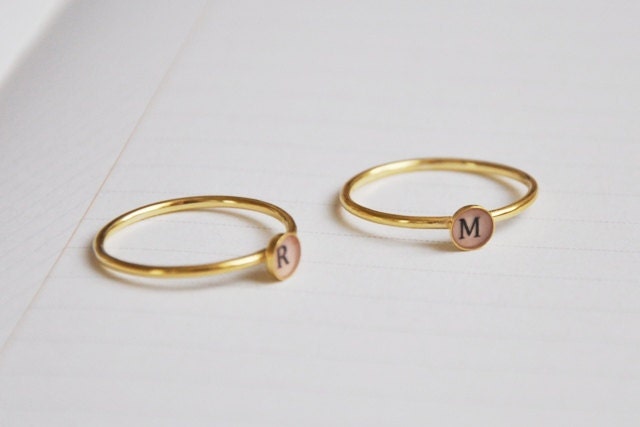 Letter initial ring uppercase 18k goldplated