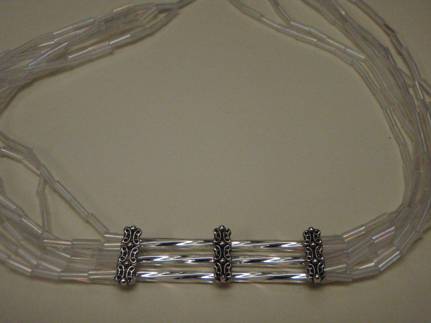 Silver and white choker
