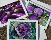 Autumn Harvest  Note Cards - Shades Of Plum - Farmers Market - Set of Three