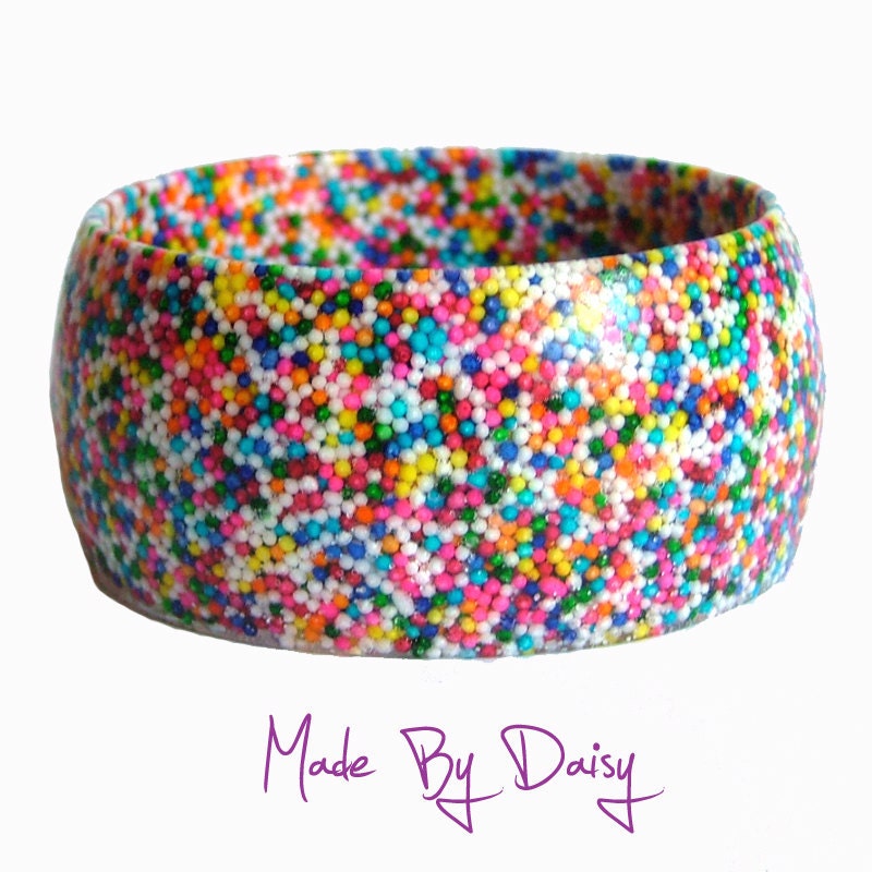 Rainbow candy resin bracelet cake sprinkles hundreds and thousands