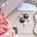 Bridesmaid Gift- Victorian Inspired Cameo Earrings- Green and Pink Roses
