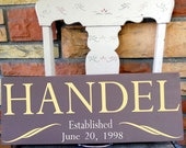 7 1/2 x 19"  Simple Personalized Family Name Sign with Lovely Embelishment Includes Established Date