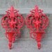 Gorgous Red Hollywood Regency Wall Sconce Set