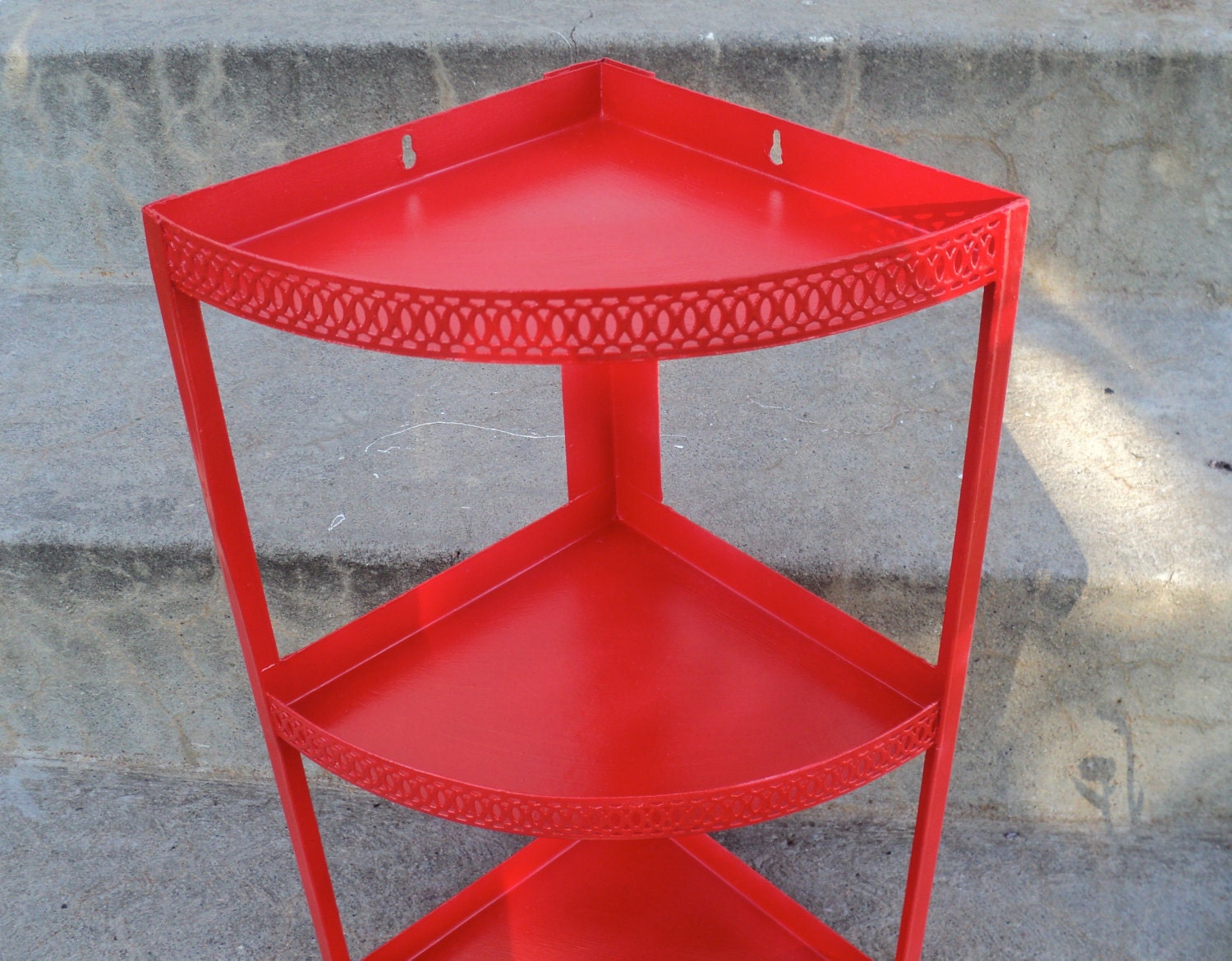 Red Metal Corner Shelf 3 Tier