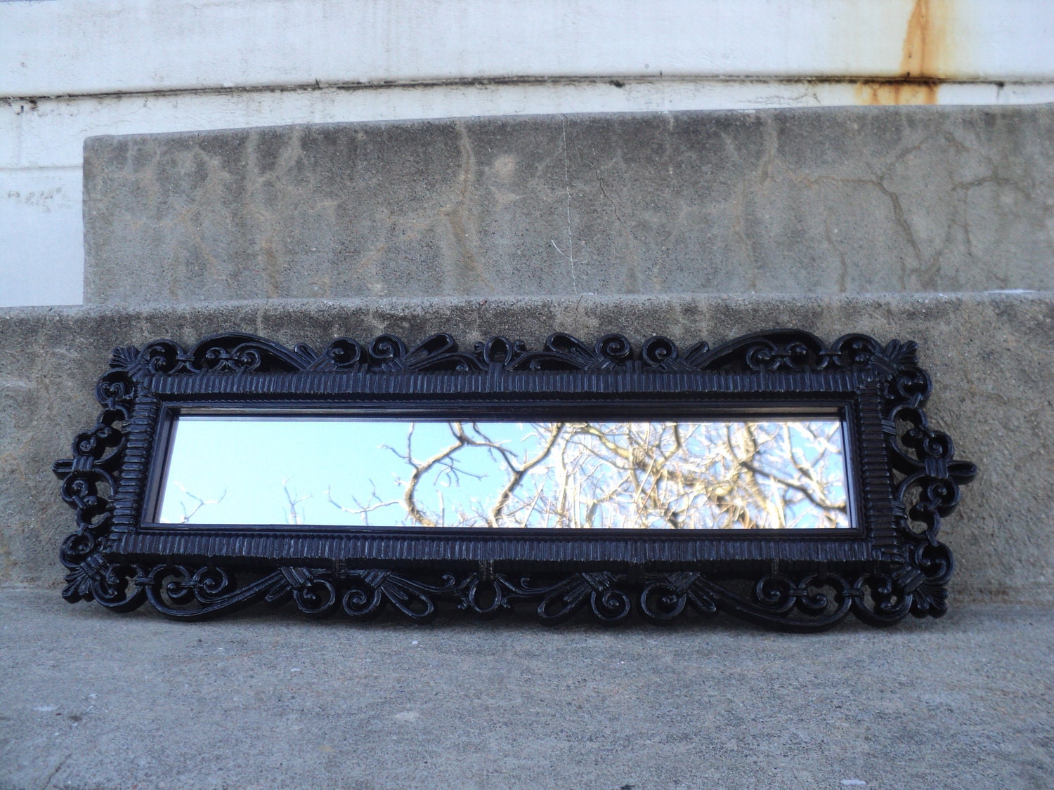 Fabulous Black Ornate Wall Mirror Vintage by melissap6908 on Etsy