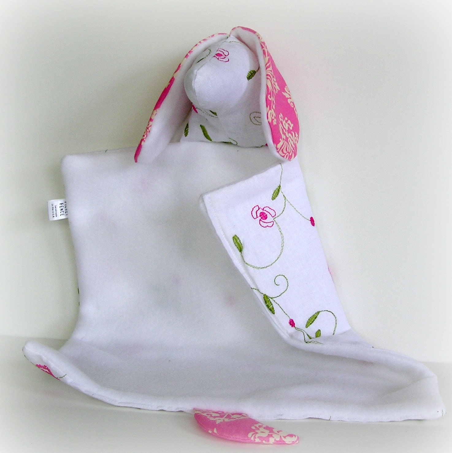 Linen Baby Girl Security Blanket - Puppy blanket lovie