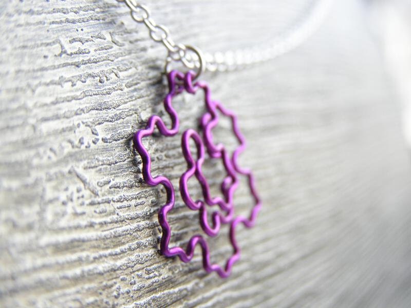Fractal Necklace - Koch Snowflake Fractal in Amethyst