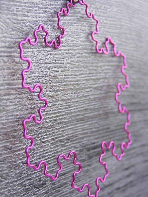 Fractal Necklace - Koch Snowflake Outline in Fuchsia