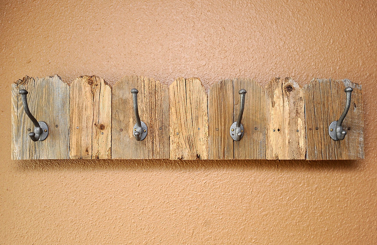 Fence Top four hook rack for stocking, hat, coat, leash, made from reclaimed wood pickets