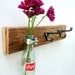 BOTTLE TRIO rustic vase and hook coat rack, organizer for your kitchen, bathroom, entry with soda, pop, coke, pepsi, beer bottle