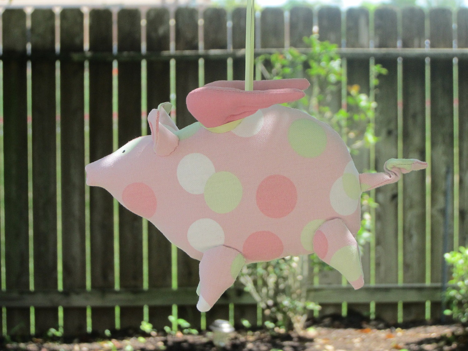 Reserved for Patti - Flying pig - softie,stuffed animal toy,plush in pink polka dot- birthday gift