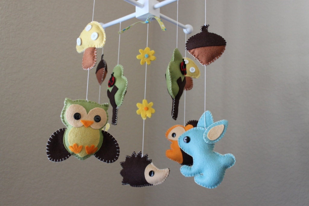 Baby Crib Mobile - Baby Mobile - Nursery Forest Crib Mobile - "Forest Little Creatures" (You Can Pick Your Colors)