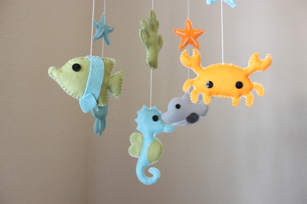 Baby Mobile - Baby Crib Mobile - Ocean Sea Mobile - Nursery Crib Mobile - crab, octopus "Ocean Sea Creatures" (You Can Pick Your Colors)