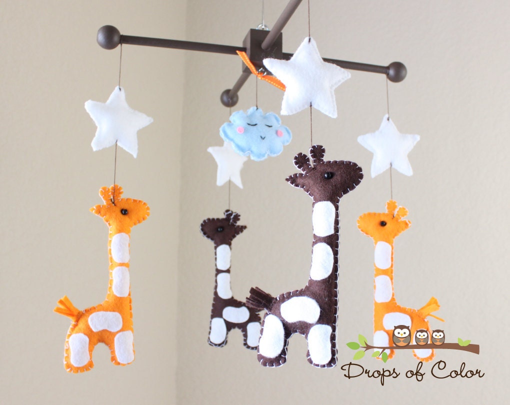 Baby Mobile - Baby Crib Mobile - Nursery Giraffe Mobile - Safari Mobile "Baby Giraffes" (You Can Pick Your Colors)