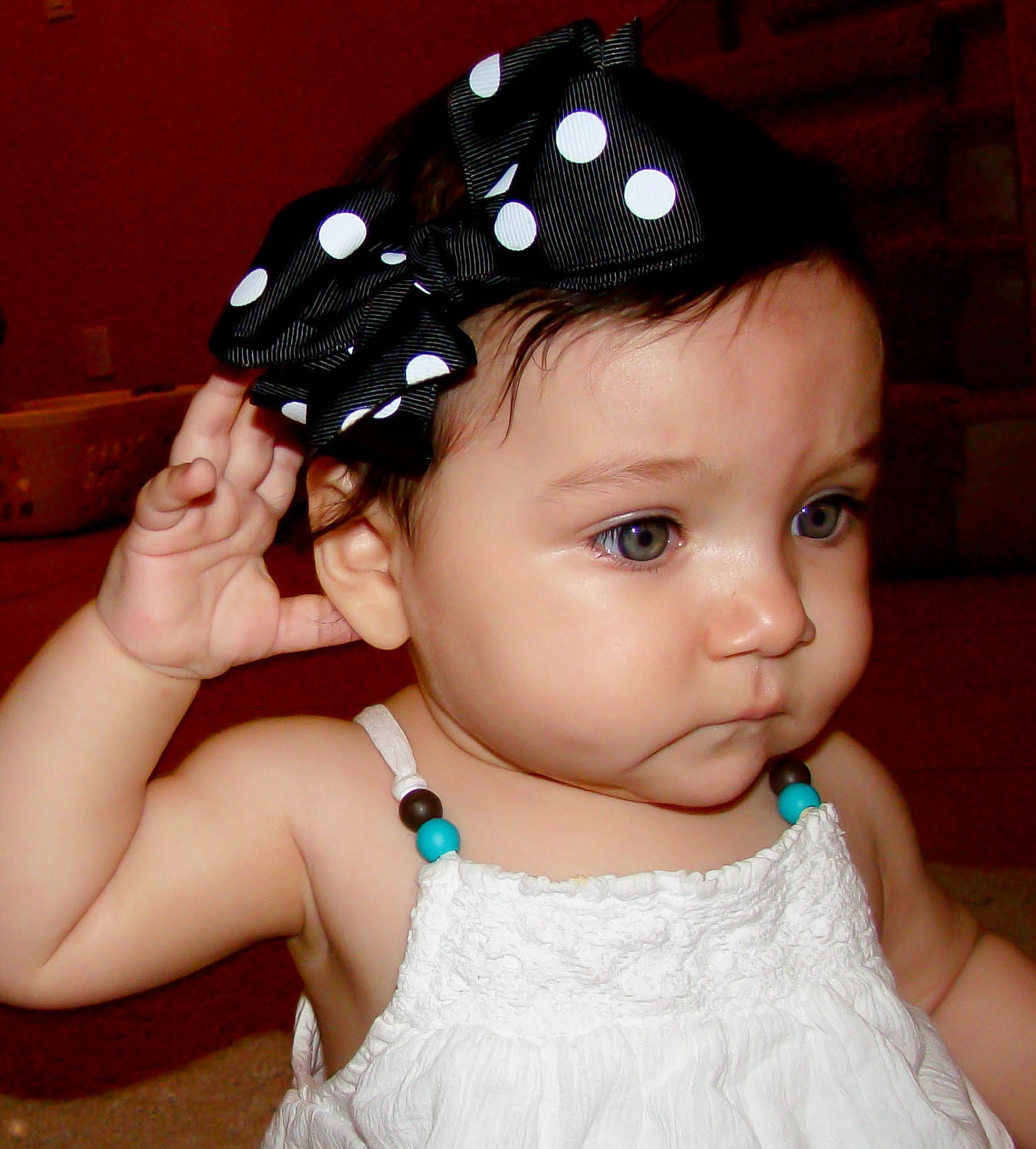 20% off entire order... Black Polka Dot bow headband.