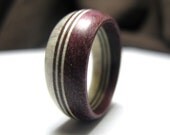 Antler Ring with Purpleheart Wood - Slim, Tapered Wooden Ring
