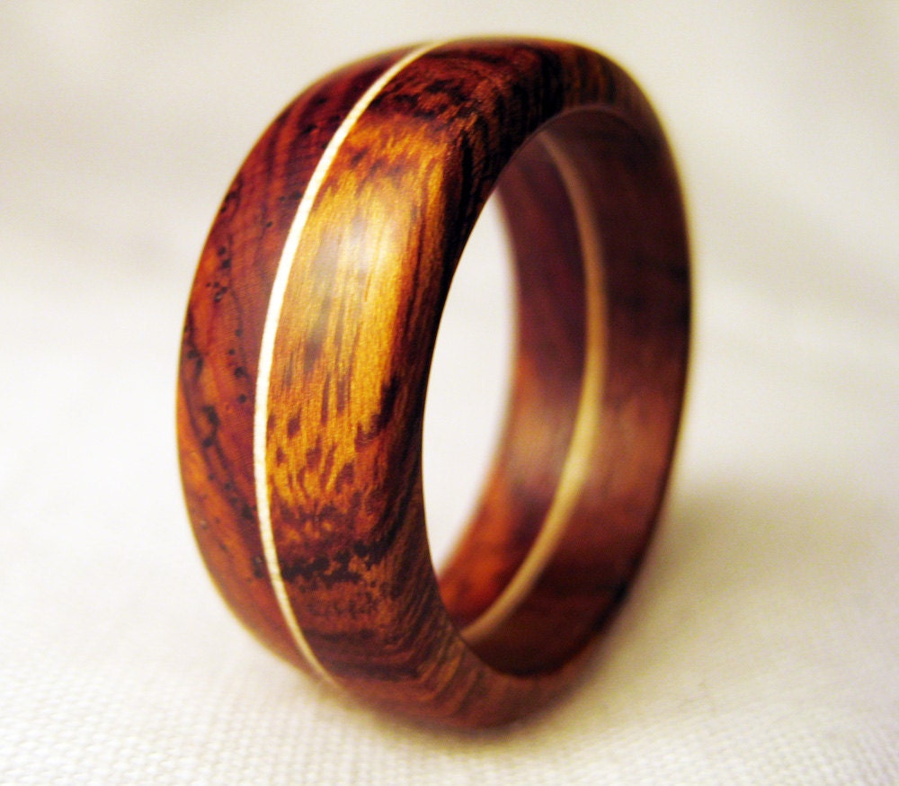 Wood Band Ring - Cocobolo and Desert Ironwood Wooden Ring