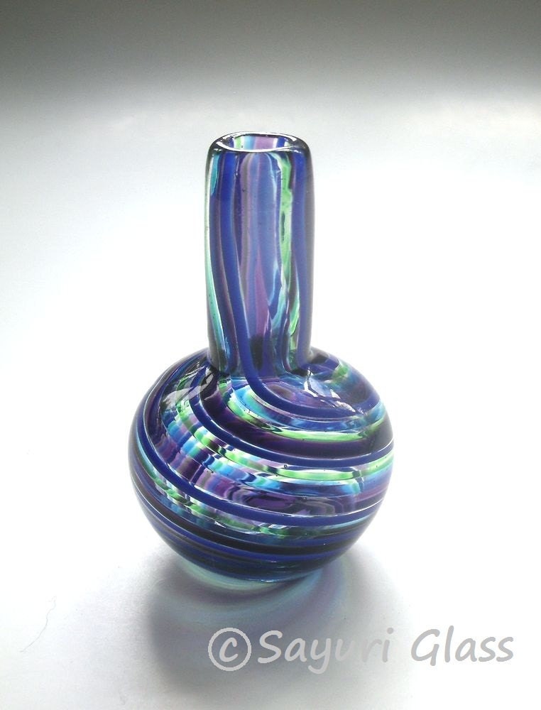 Mini Vase - Blue Purple Green Peacock color combinations 2 : DISASTER RELIEF
