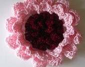 2 Sunflower Crochet Applique Embellishment - Pink & Burgundy - Medium - Set of 2