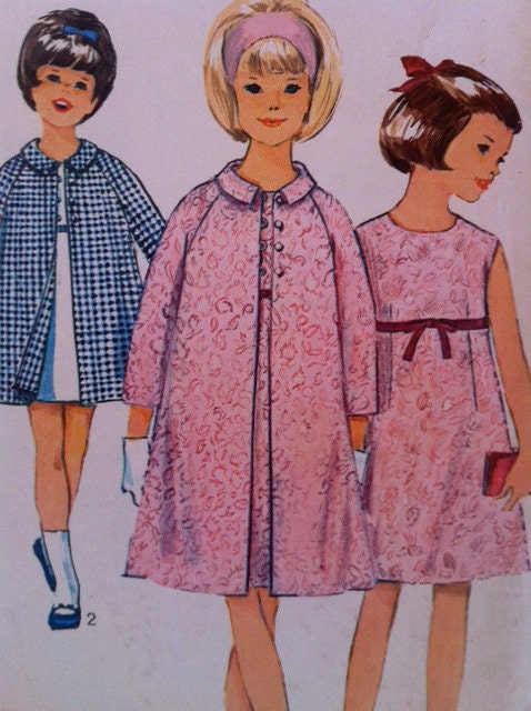 60's Vintage Simplicity Pattern 6289 - Girls Dress and Coat