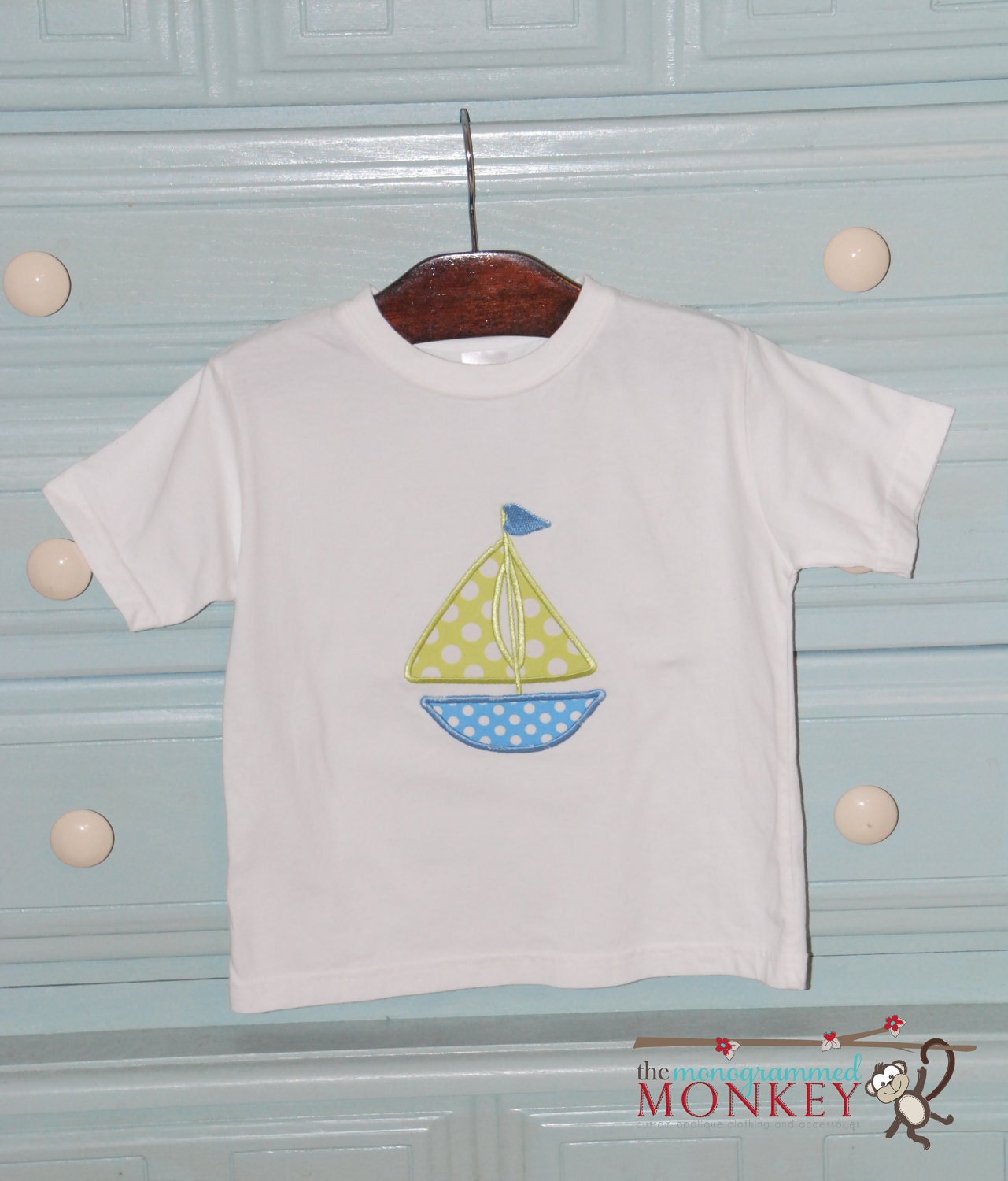 Custom Applique Personalized Sailboat Tee