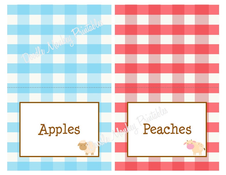 Farm Animal Folding Tent Cards