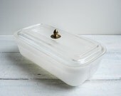 Vintage Fire King White Refrigerator Dish with Handle