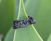 Black leather loop ring (size 4-5)