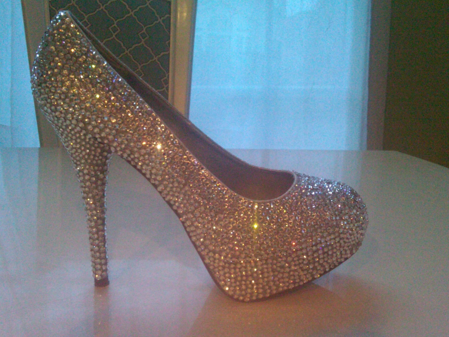 Custom handmade genuine swarovski crystal handmade shoes