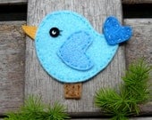 1pc - Blue Birdie Felt applique - 52x65mm - made to order