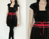 Fabric belt waist ruffled convertible, fabric red black dark hips band