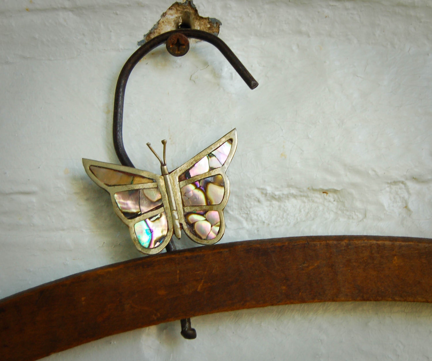 Vintage Brooch Pin Butterfly Abalone from Mexico