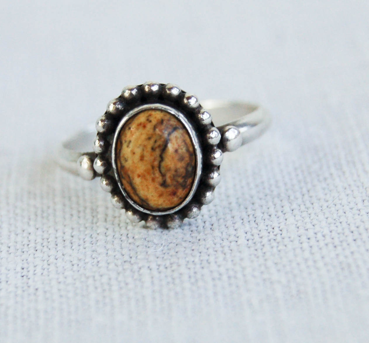 Vintage Ring Jasper Sterling Silver Mexican