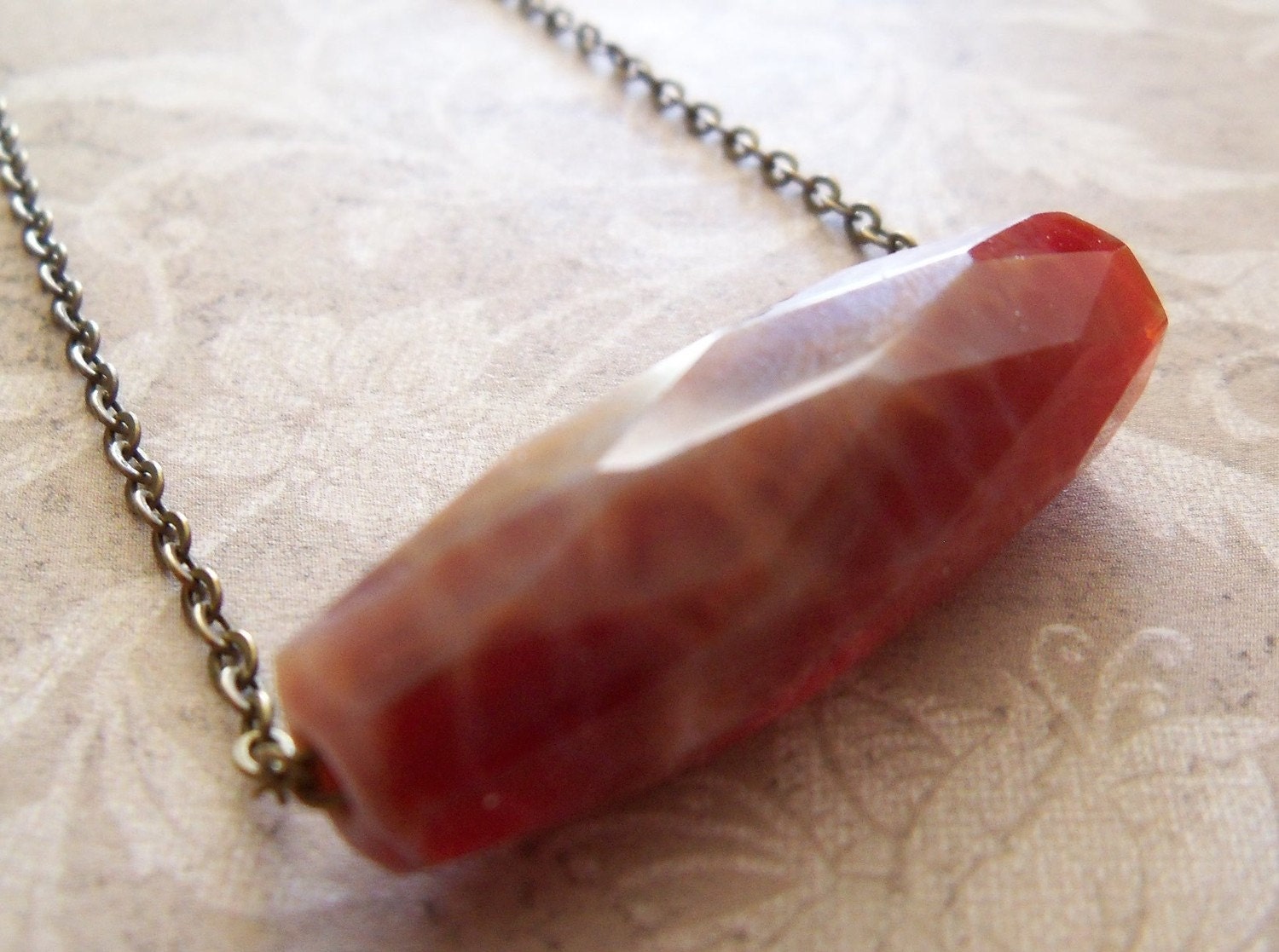 Bottom the the Barrel - Fire red crab agate Necklace - SabrinaBJewelry