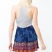 Vintage 80s Blue Tribal Print Mini Skirt - Hip Pockets - Spring Summer Fashion
