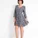 Vintage 90s Deep Teal Blue Grunge Floral Dress - Empire Waist Revival Dress - Full Skirt - Size US 3